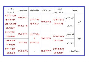 تقویم آموزشی سال تحصیلی ۱۴۰۳-۱۴۰۲ دانشگاه آزاد اسلامی